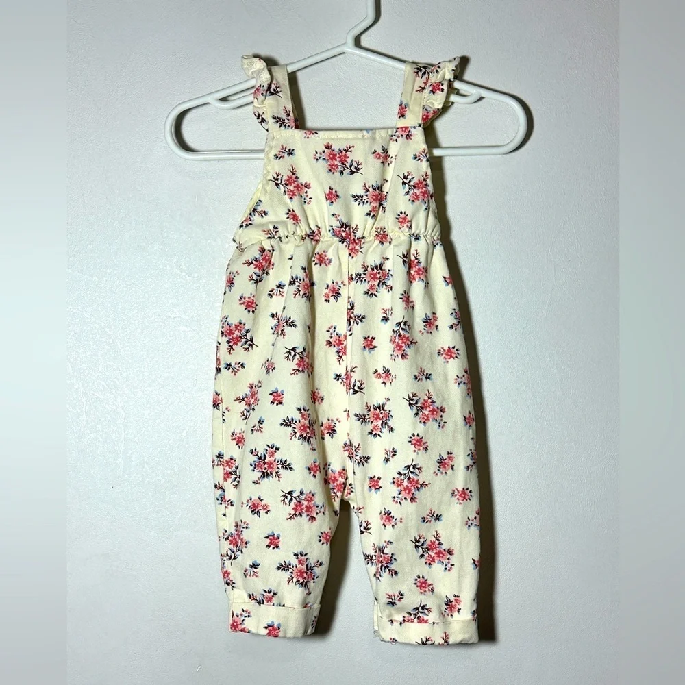 Floral Cream Kids Overalls 100% Cotton Size 3-6 months
